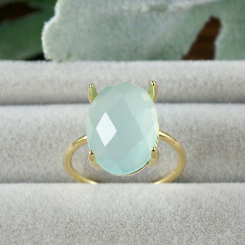 受注制作】△シーブルーカルセドニー 7号〜フリーサイズリング