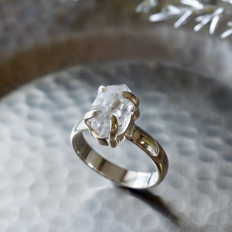ハーキマーダイヤモンド（水晶） ラフカットリング シルバー925 約12号