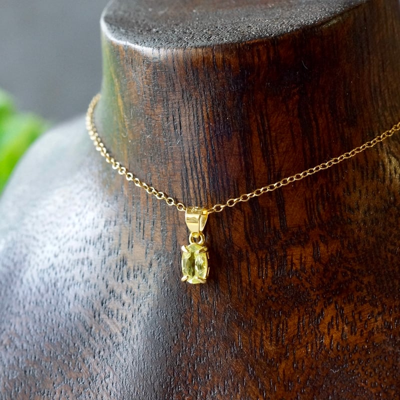 Handmade】パロットクリソベリル ペンダントトップ 18kゴールドプレー