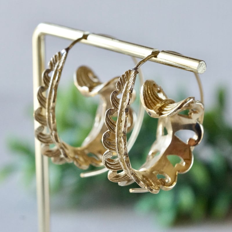真鍮トライバル スパイラル フープピアス（b-130） | Ratna gemstones