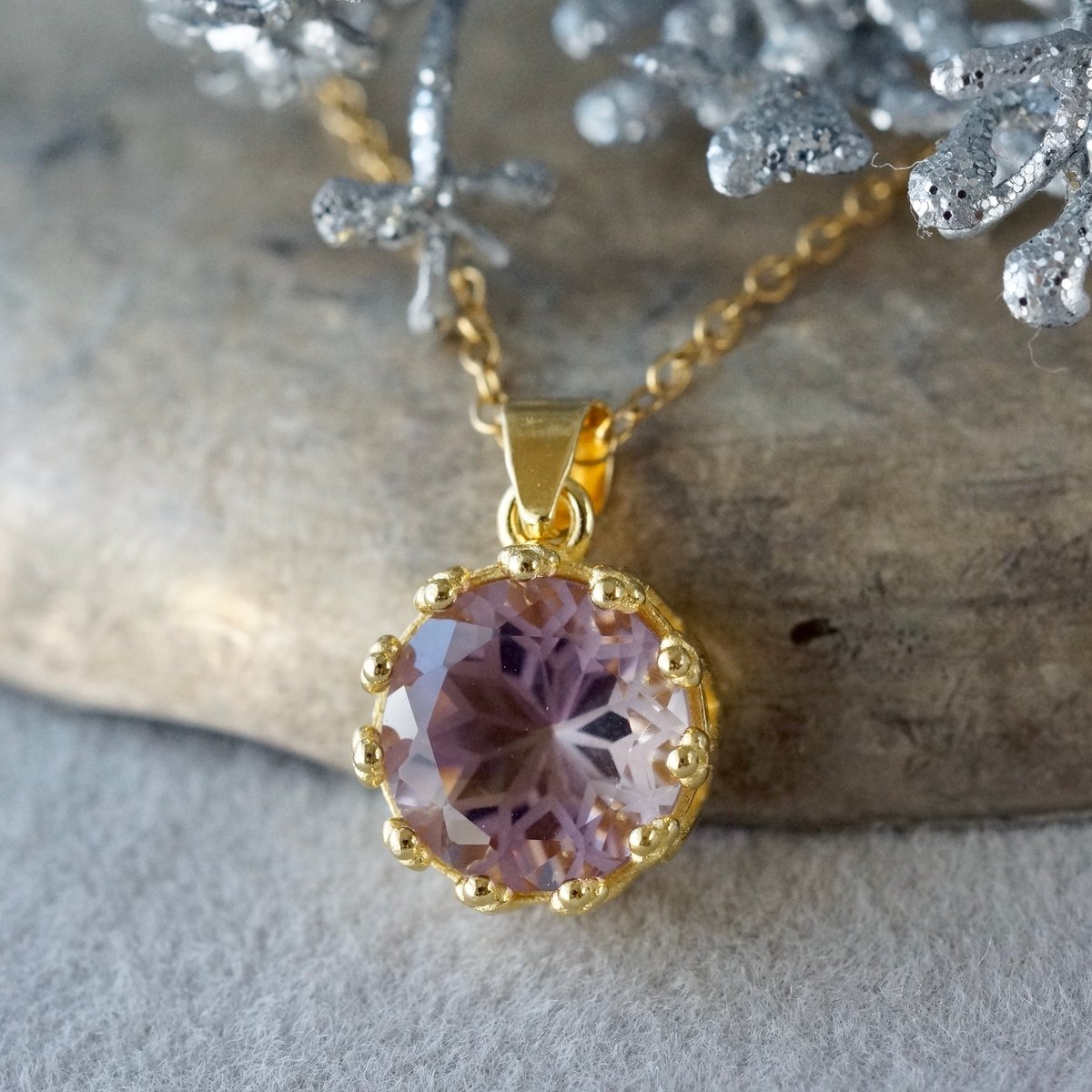 Handmade】アメトリン フラワーカット ペンダントトップ 18kゴールド