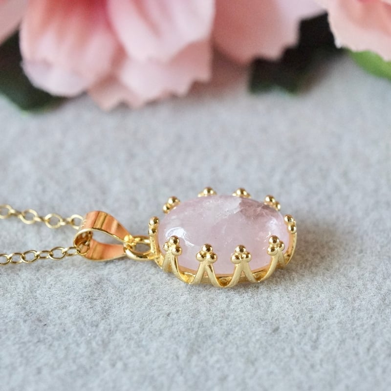 1/美品 K18PG ピンクゴールド モルガナイト2.30ct ペンダントトップ Handmade】ピンク モルガナイト クラウンモチーフ ペンダント