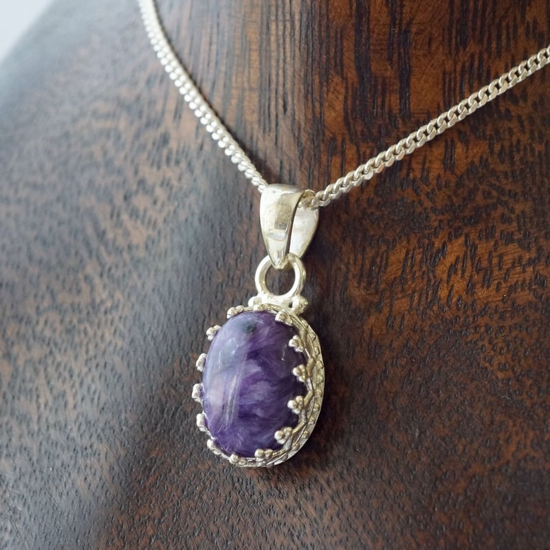 パープル チャロアイト クラウンペンダントトップ シルバー925（sv-555