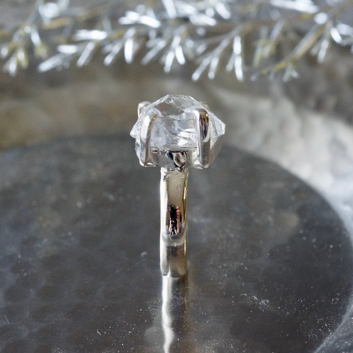 ハーキマーダイヤモンド（水晶） ラフカットリング シルバー925 約8.5