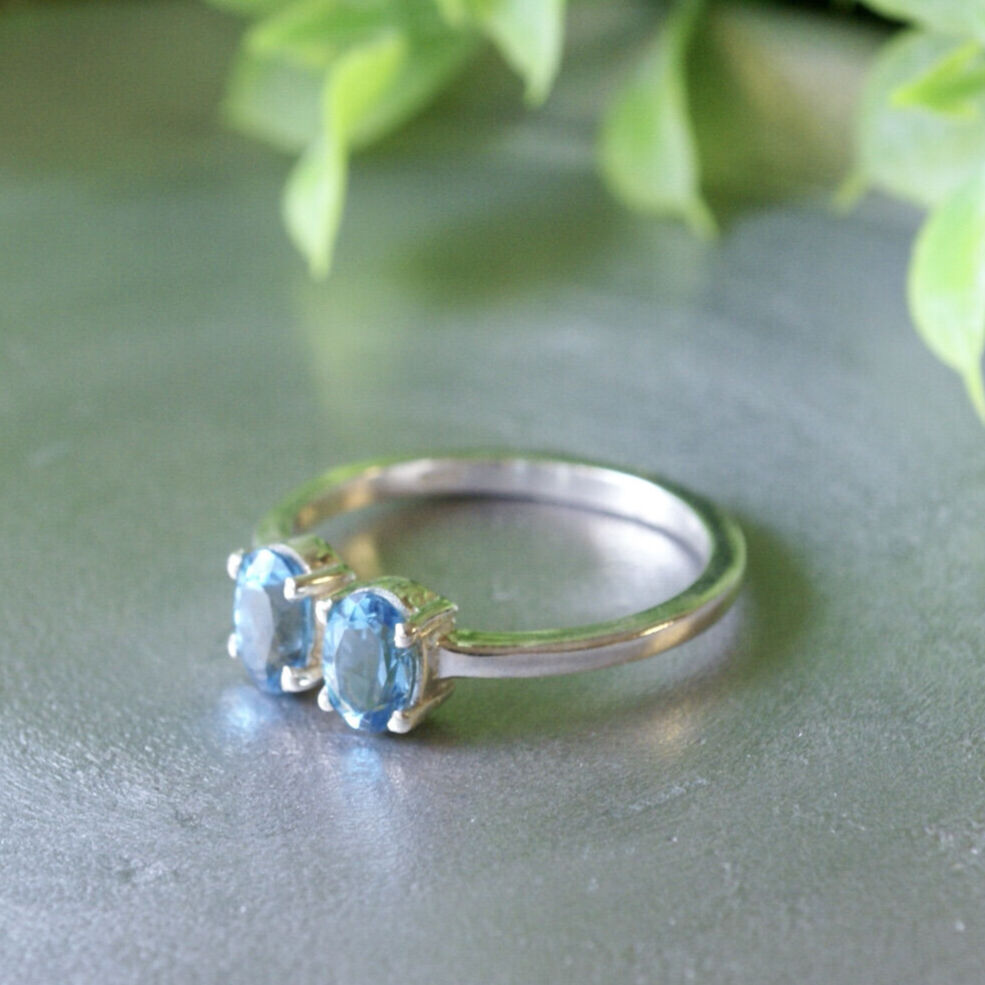 スイスブルートパーズ フォークリング シルバー925 約14号/16号