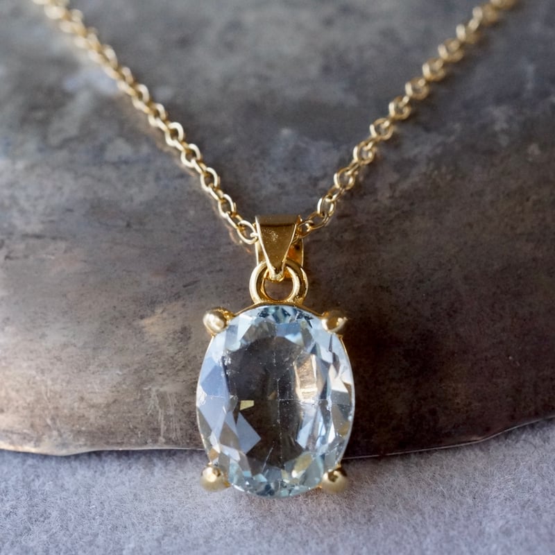 Handmade】アクアマリン ペンダントトップ 18kゴールドプレーテド