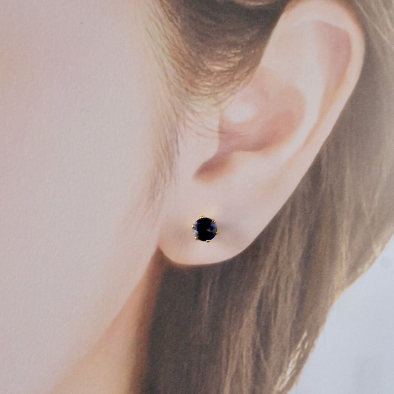 Handmade】ブルー アイオライト スタッドピアス サージカル  