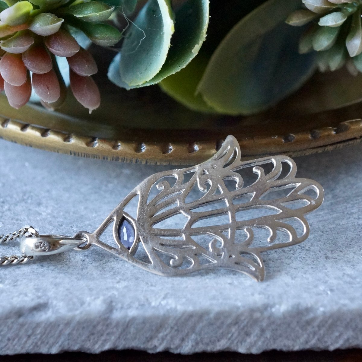 アイオライト ハムサの手 ペンダントトップ シルバー925（sv-877