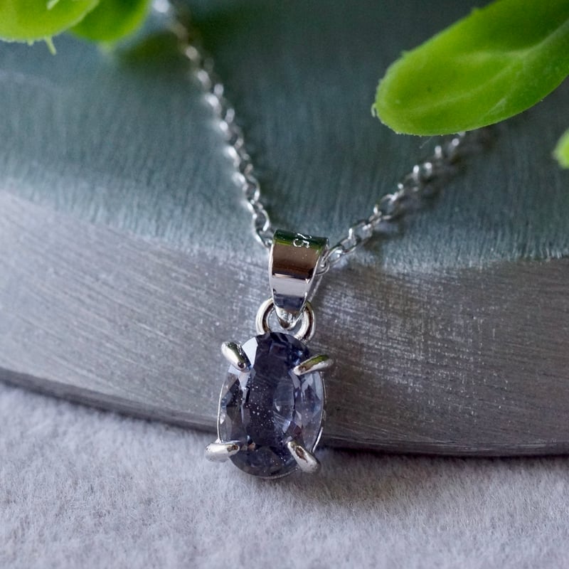Handmade】パープルグレー スピネル ペンダントトップ ロジウム