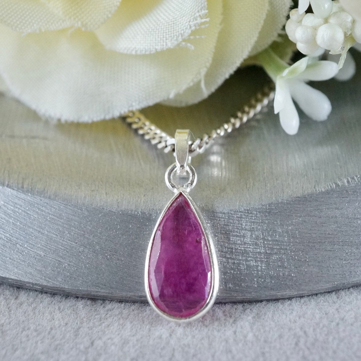 ルビー ローズカット ペンダントトップ シルバー925（sv-750-4