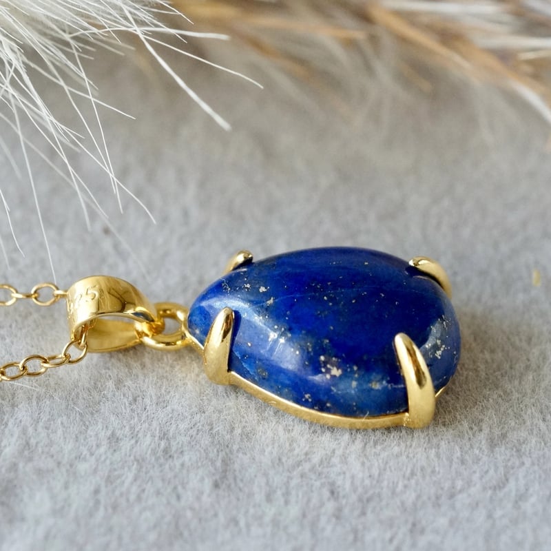 Handmade】ラピスラズリ ペアーシェイプ ペンダントトップ 18kゴールド