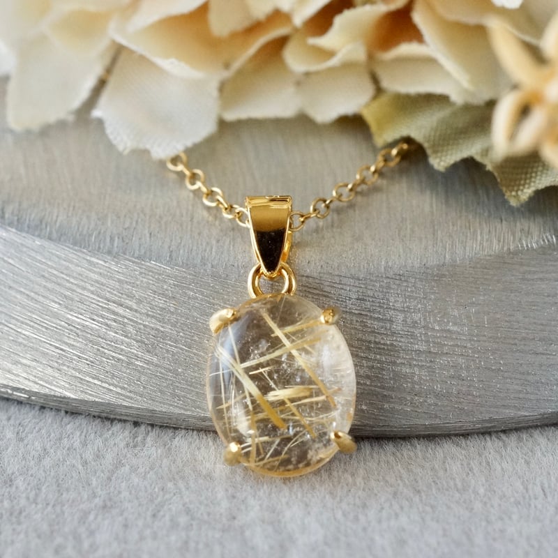 ⭐︎【極上品】天然銅色ゴールドルチルクオーツ ネックレス 18g