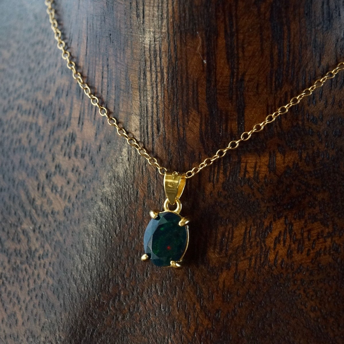 Handmade】ブラックオパール（処理）A ファセットカット ペンダント