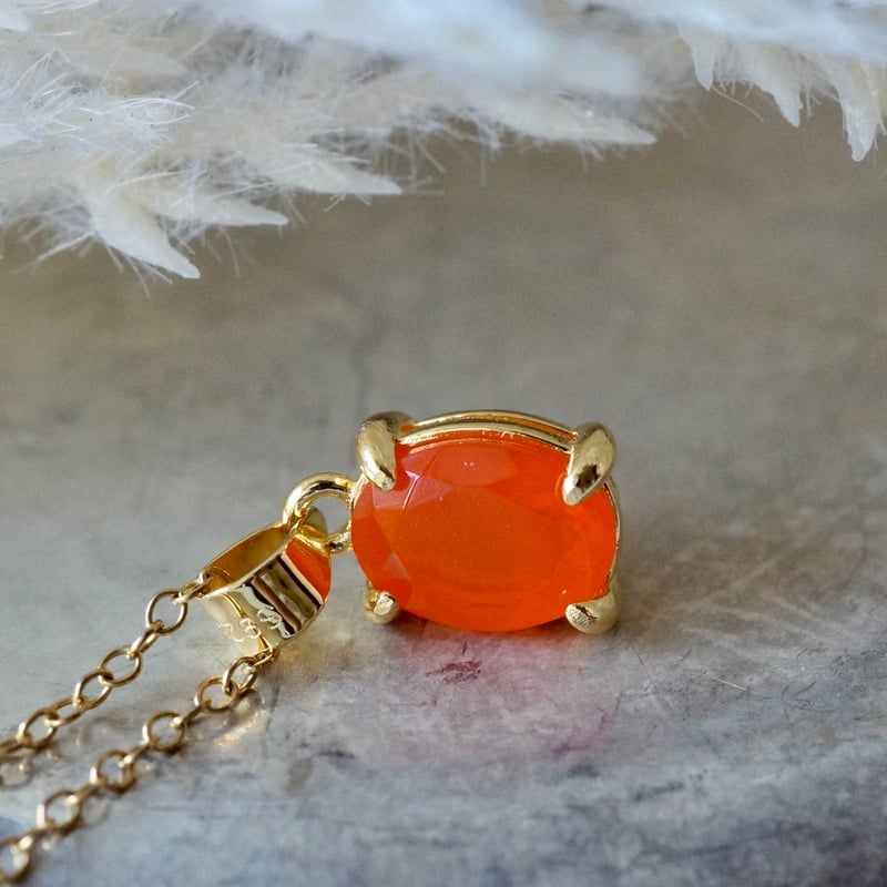 ファイアーオパールペンダントヘッド(18K) Handmade】オレンジ ファイアオパール ペンダントトップ 18kゴールド