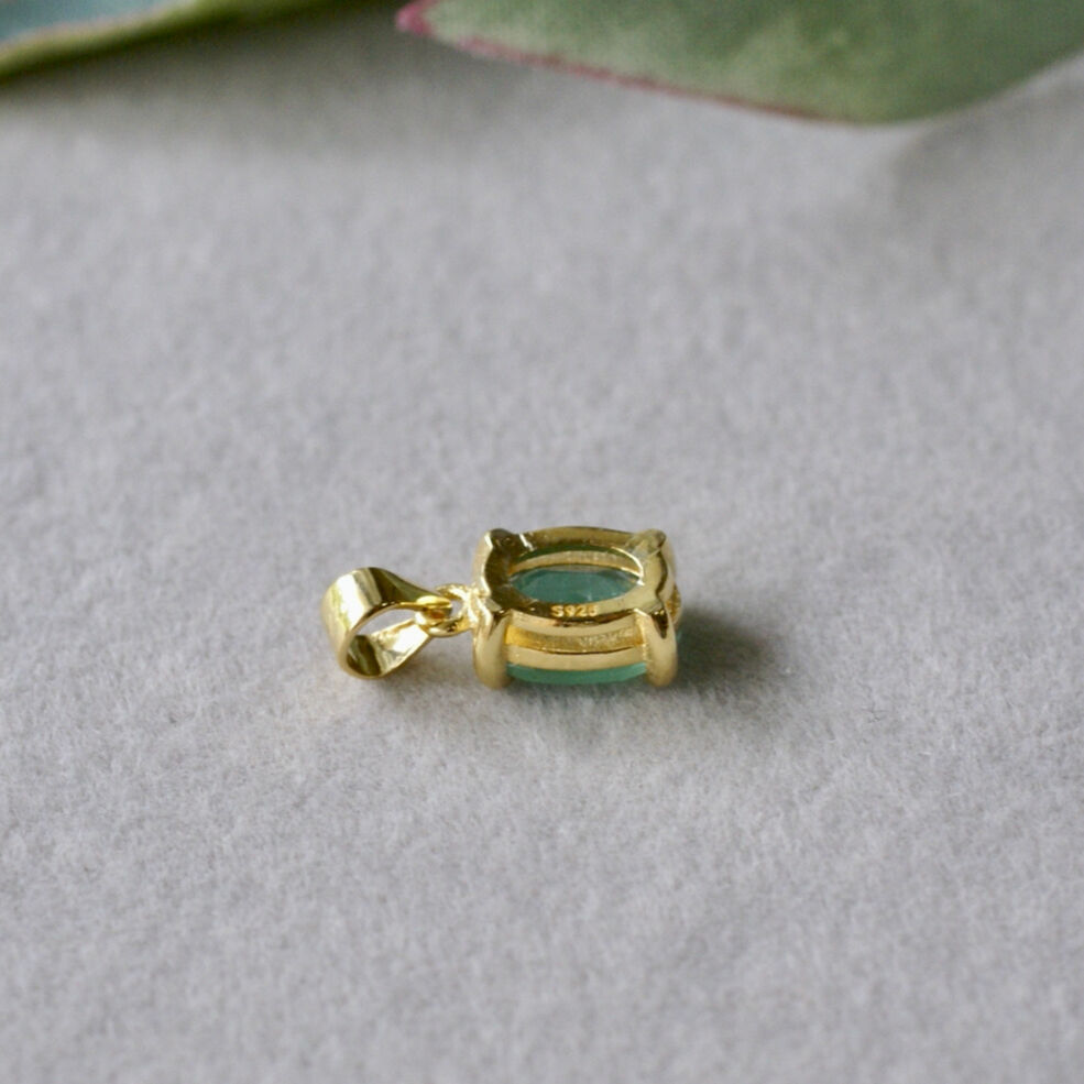 Handmade】グリーン エメラルド ペンダントトップ 18kゴールドプレー