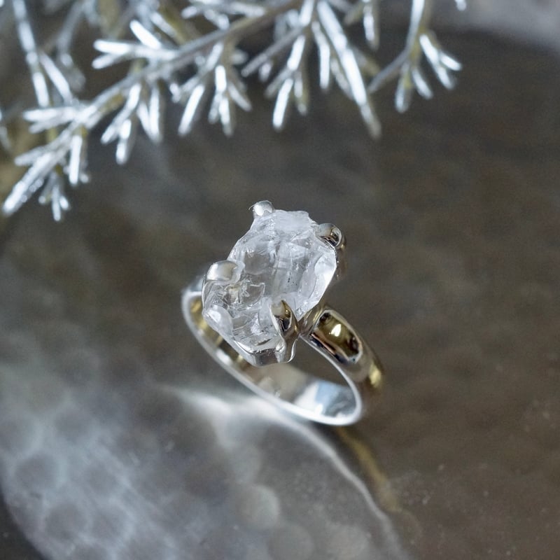 ハーキマーダイヤモンド（水晶） ラフカットリング シルバー925 約8.5