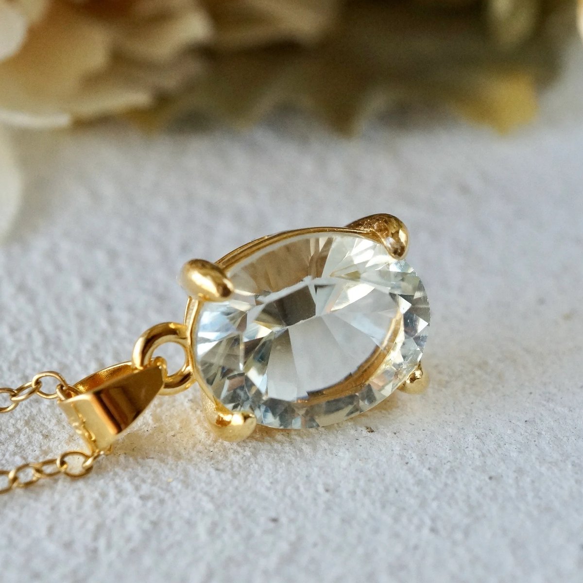 Handmade】グリーンアメジスト コンケーブカット ペンダントトップ 18k