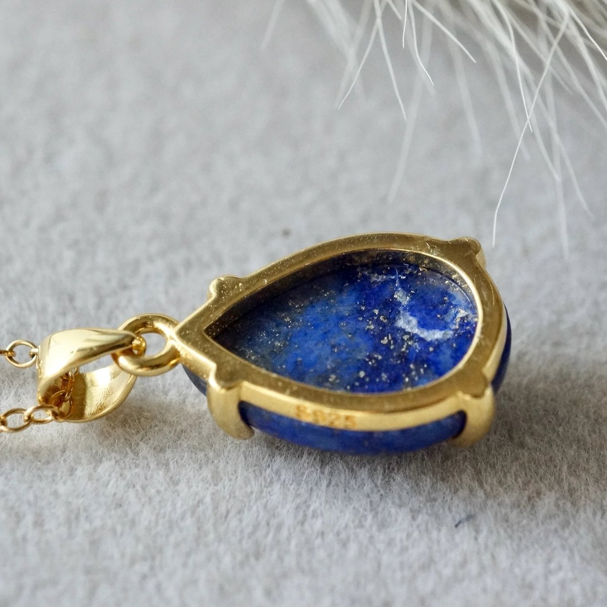 Handmade】ラピスラズリ ペアーシェイプ ペンダントトップ 18kゴールド