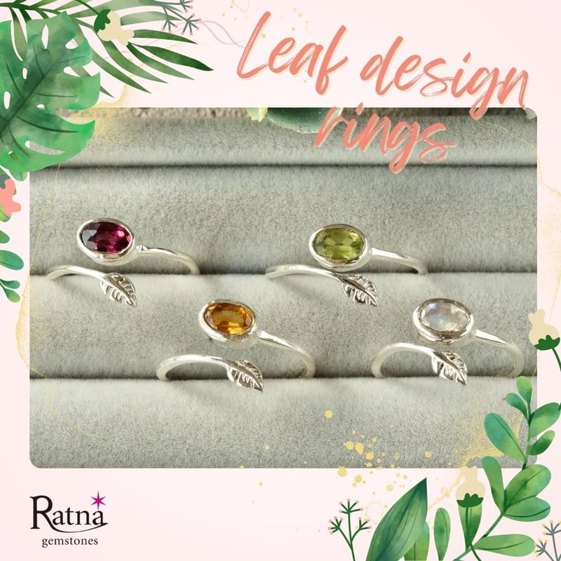 ロードライトガーネット リーフモチーフ フリーサイズリング シルバー