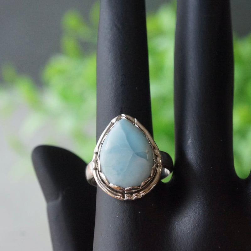 ラリマー　ペアーシェイプ　リング　シルバー925　13.75号 （sv-329） ラリマー ペアーシェイプ リング シルバー925 13.75号 （sv-329