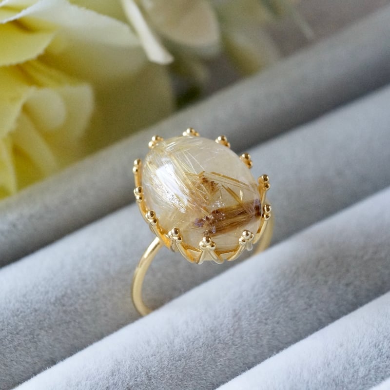 受注制作】△ルチルクォーツ 7号〜フリーサイズリング シルバー925