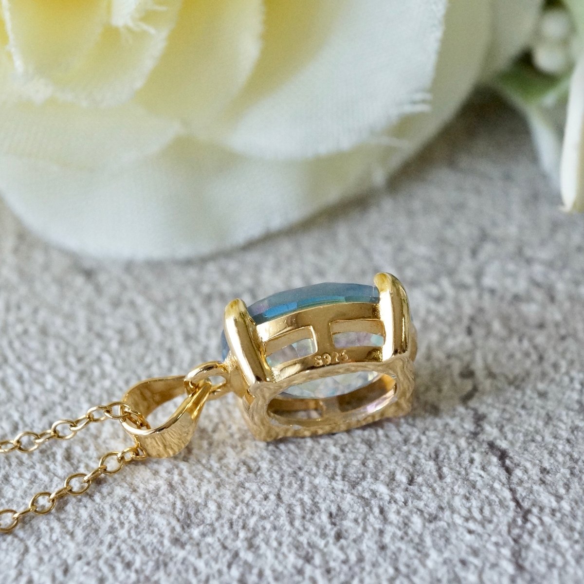 再販】14kgf✳︎ファイアレインボークォーツのドロップカット - ピアス 