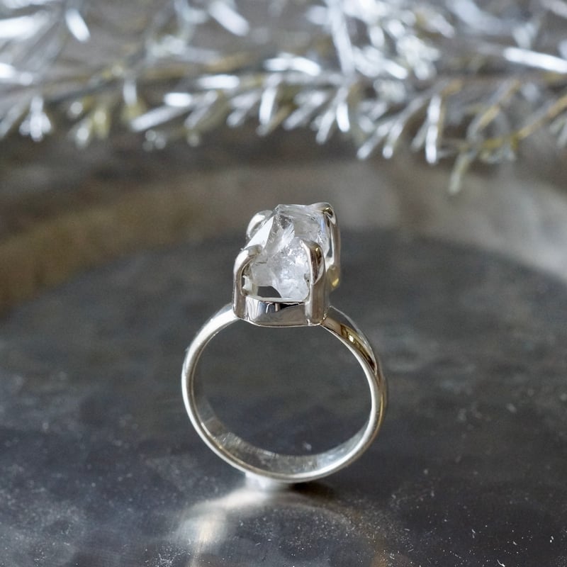 ハーキマーダイヤモンド（水晶） ラフカットリング シルバー925 約8.5