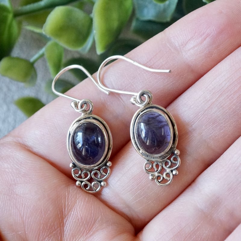 tama◆一点物✧希少✧パープルプルームアゲート×アイオライトピアス tama様専用◇一点物✧希少✧パープルプルームアゲート×アイオライト