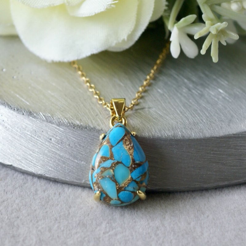 Handmade】ブルー コッパーターコイズ ペアーシェイプ