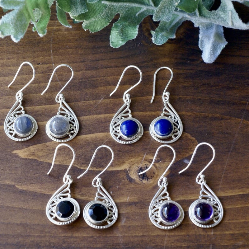 ○ブルー ラピスラズリ エスニックピアス シルバー925 （sv-525