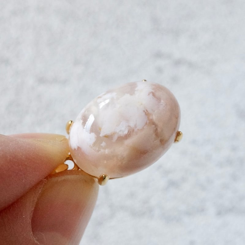 Handmade】桜メノウ ペンダントトップ 18kゴールドプレーテド シルバー