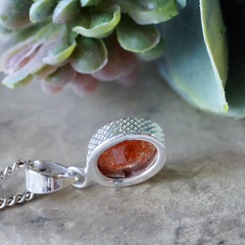 オレンジ サンストーン ペンダントトップ シルバー925 （sv-912-1