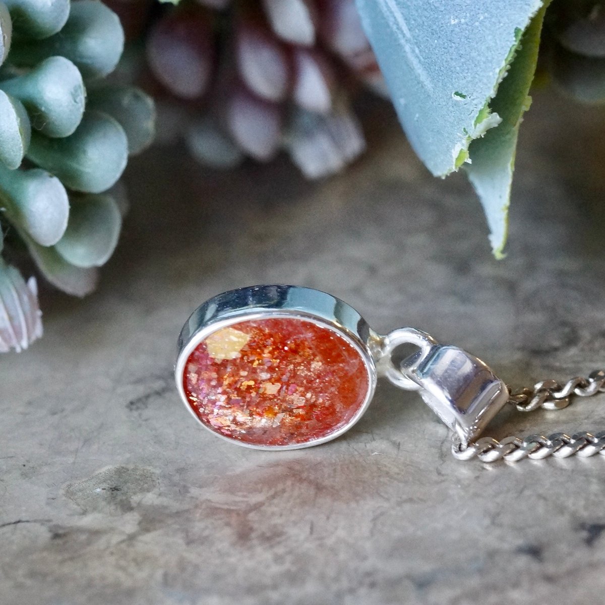 オレンジ サンストーン ペンダントトップ シルバー925 （sv-911