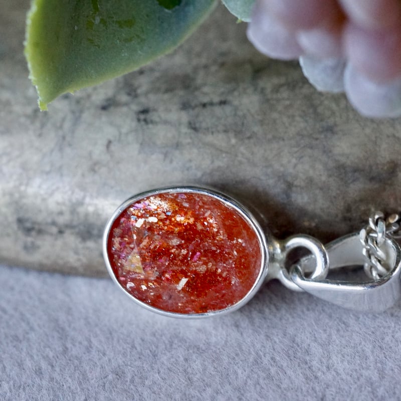 オレンジ サンストーン ペンダントトップ シルバー925 （sv-911