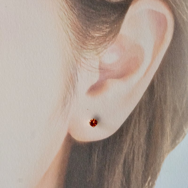 Handmade】スペサルタイトガーネット スタッドピアス 14k
