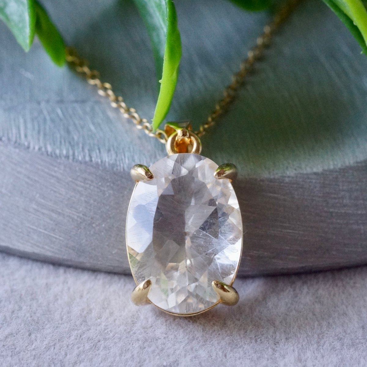 Handmade】クリスタルクォーツ（水晶） ペンダントトップ 18kゴールド