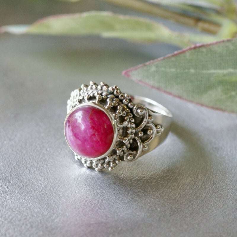 レッド ルビー エスニックリング シルバー925 12号（sv-393） | Ratna g