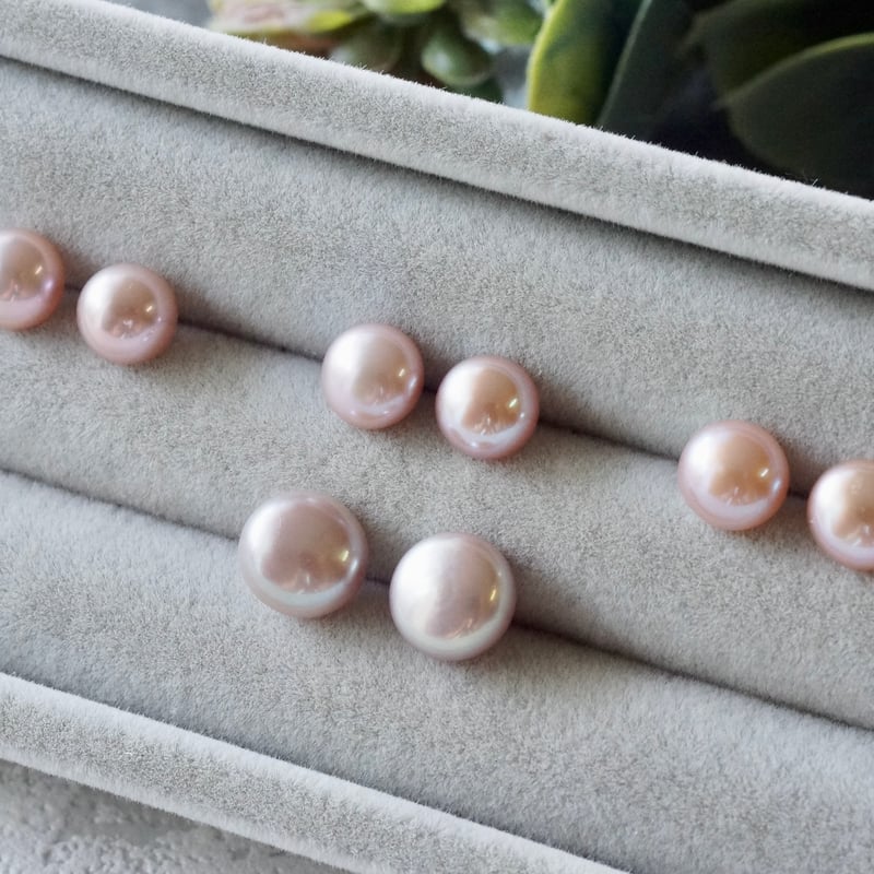 Handmade】淡水パール スタッドピアス サージカルステンレス製 約8mm