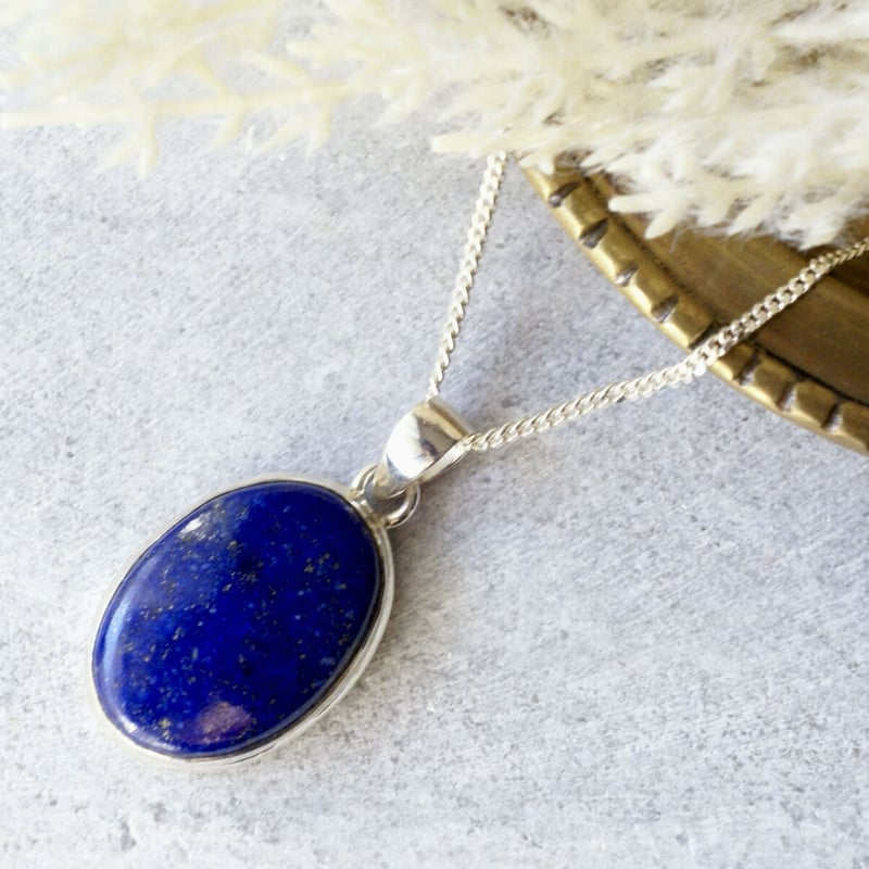 ブルー ラピスラズリ オーバルシェイプ ペンダントトップ シルバー925