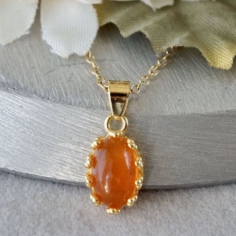 ファイアーオパールペンダントヘッド(18K) Handmade】オレンジ ファイアオパール（遊色効果あり