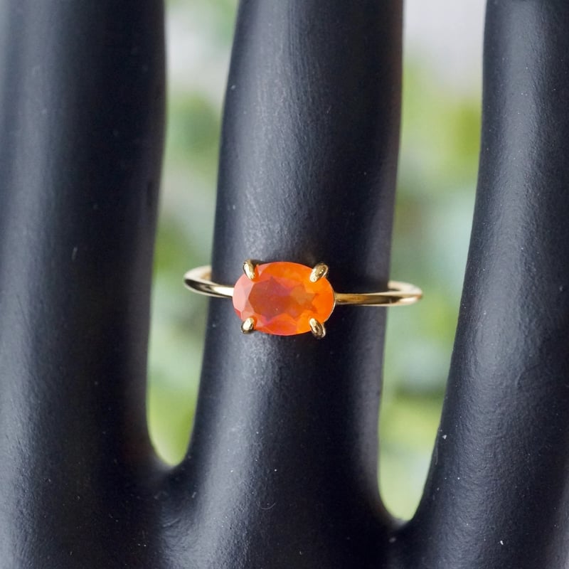 Handmade】オレンジ ファイアオパール 7号〜フリーサイズリング 18k