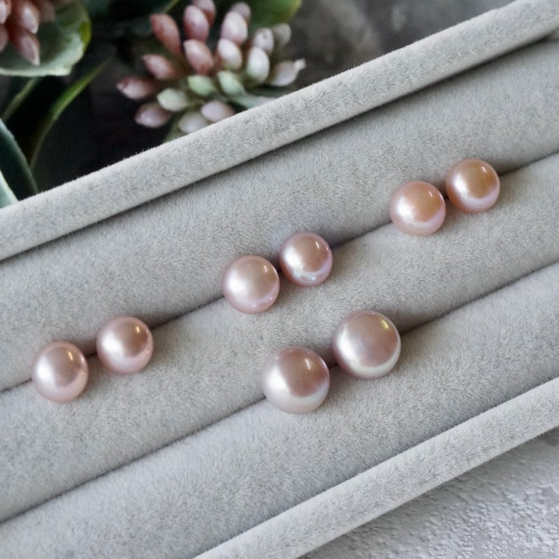 Handmade】淡水パール スタッドピアス サージカルステンレス製 約8mm