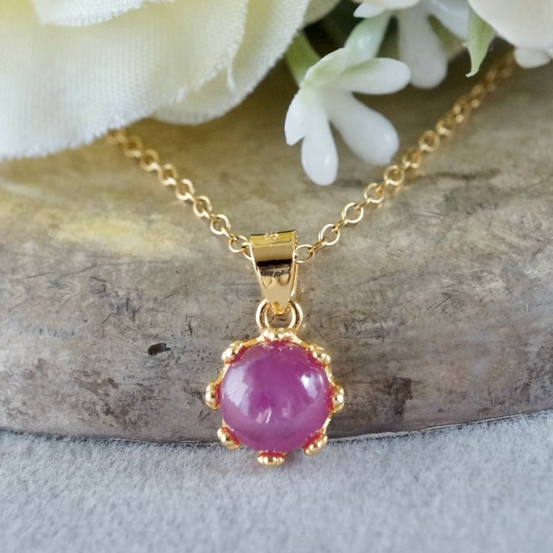 Handmade】スタールビー クラウンモチーフ ペンダントトップ 18k 