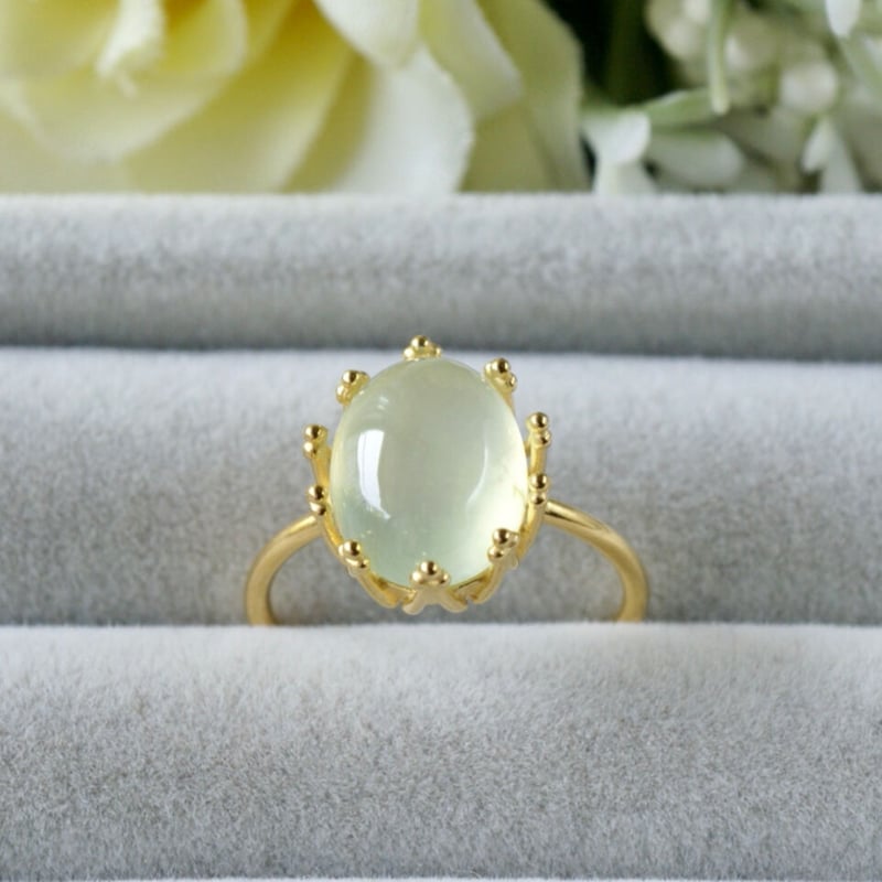 受注製作】△グリーン プレナイト リング 7号〜フリーサイズ/9号/11号