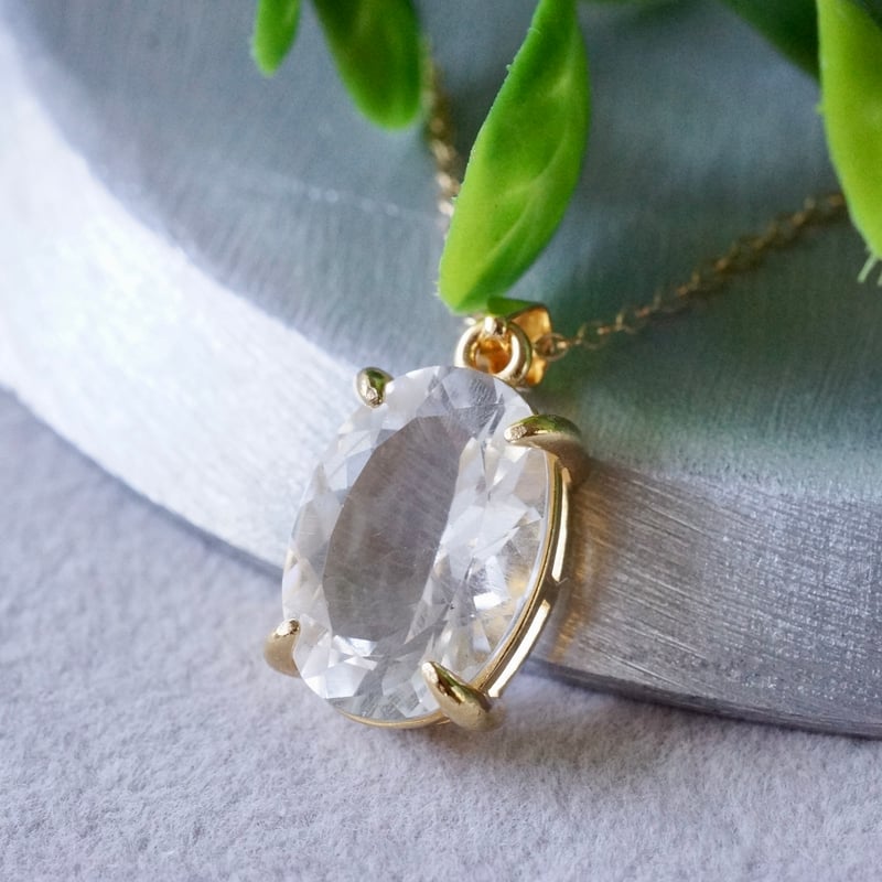 Handmade】クリスタルクォーツ（水晶） ペンダントトップ 18kゴールド