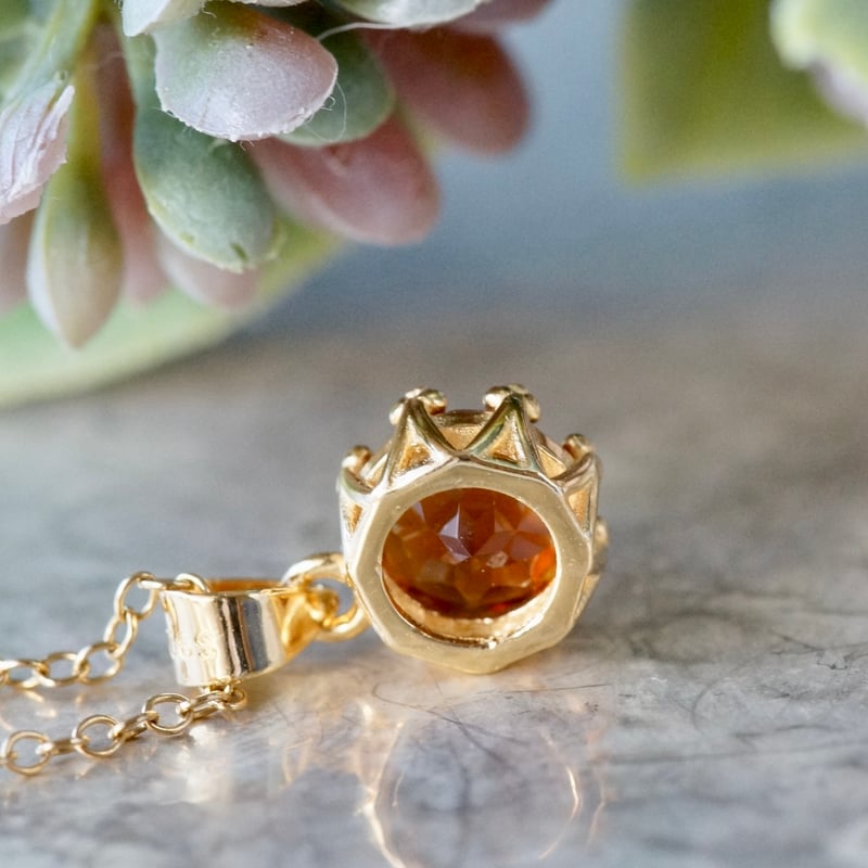 Handmade】マデイラシトリン クラウンモチーフ ペンダントトップ 18k