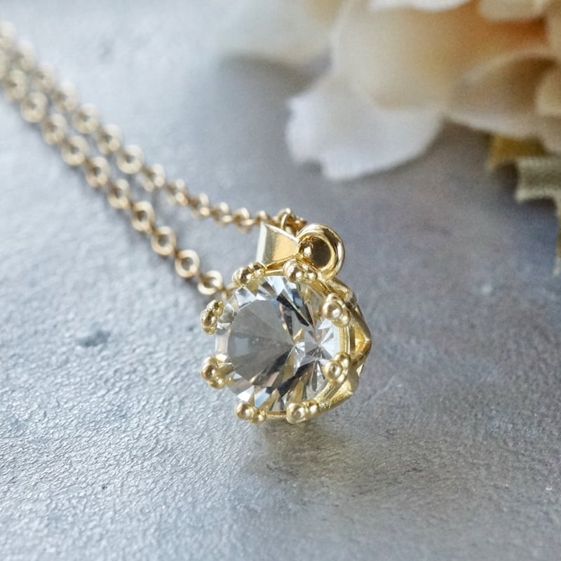 Handmade】グリーンアメジスト コンケーブカット クラウンモチーフ