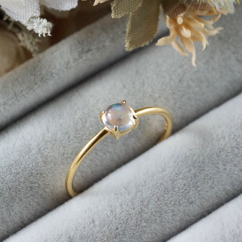 Handmade】ウォーターオパール 7号〜フリーサイズリング 18k