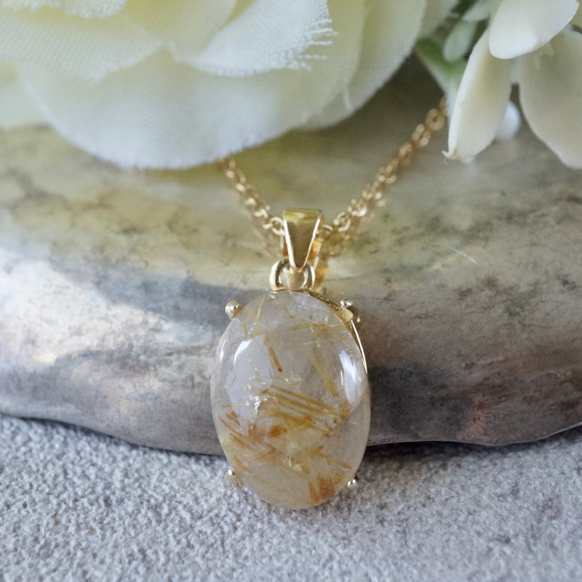 七翔珠 18Kゴールデンルチルクォーツ アレンジオメガペンダント 七翔珠 18Kゴールデンルチルクォーツ アレンジオメガペンダント 七翔珠