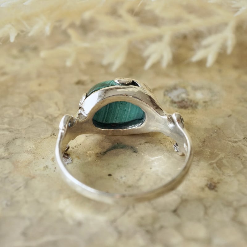 グリーン マラカイト エスニックリング シルバー925 約16.5号（sv-726